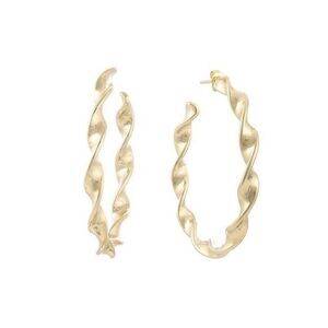 Belk Silverworks Fine Gold Plated 1.9" Twist Post Hoop Earrings Post Backs New